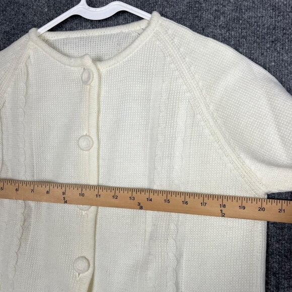 VTG 1950’S Angelon By Darlene White Cardigan Button Sweater Small/XS - Picture 6 of 6